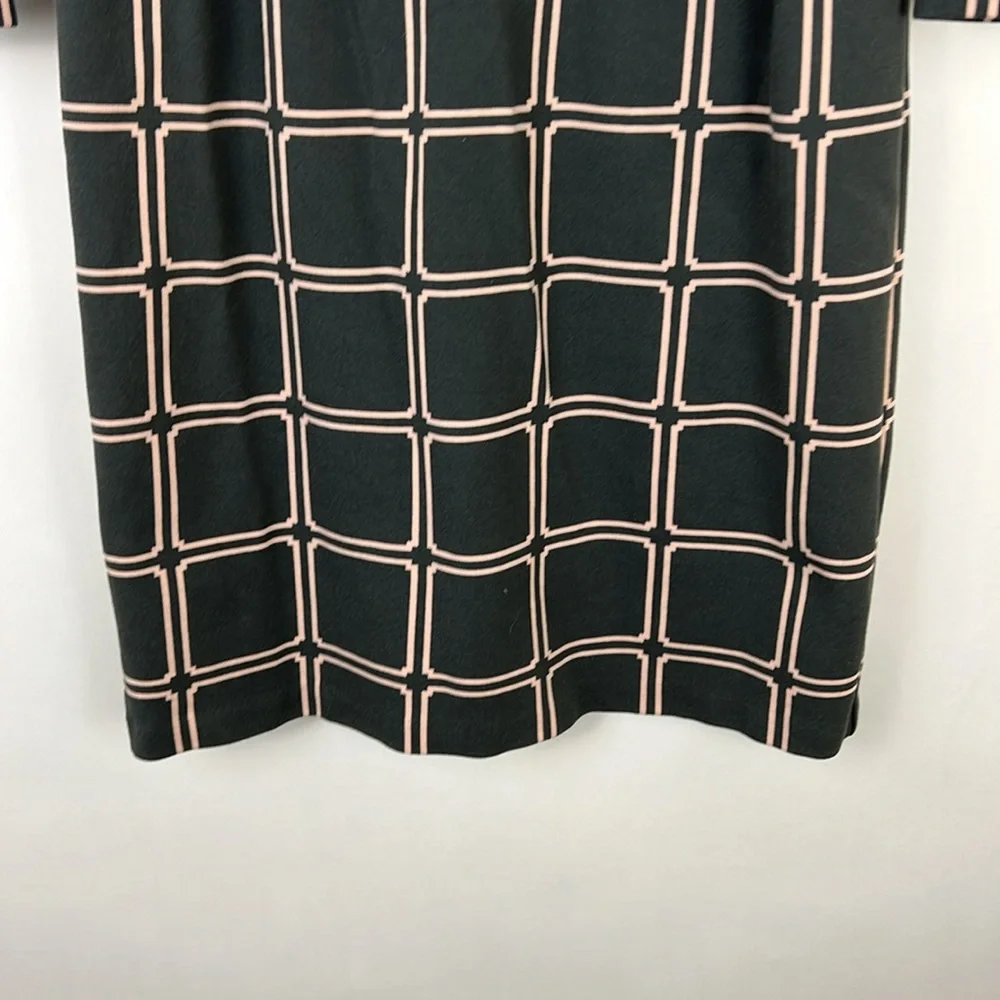 BODEN Eliza Ponte dress long sleeve in olive green and peach block desig… - Picture 6 of 11